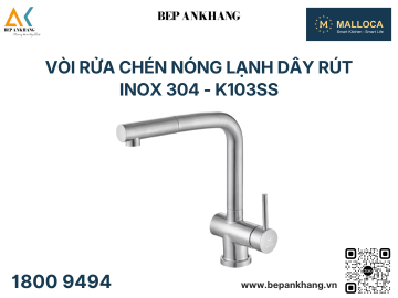 Vòi rửa chén nóng lạnh dây rút Inox 304 - K103SS